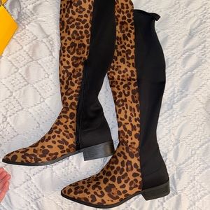 High leopard boots